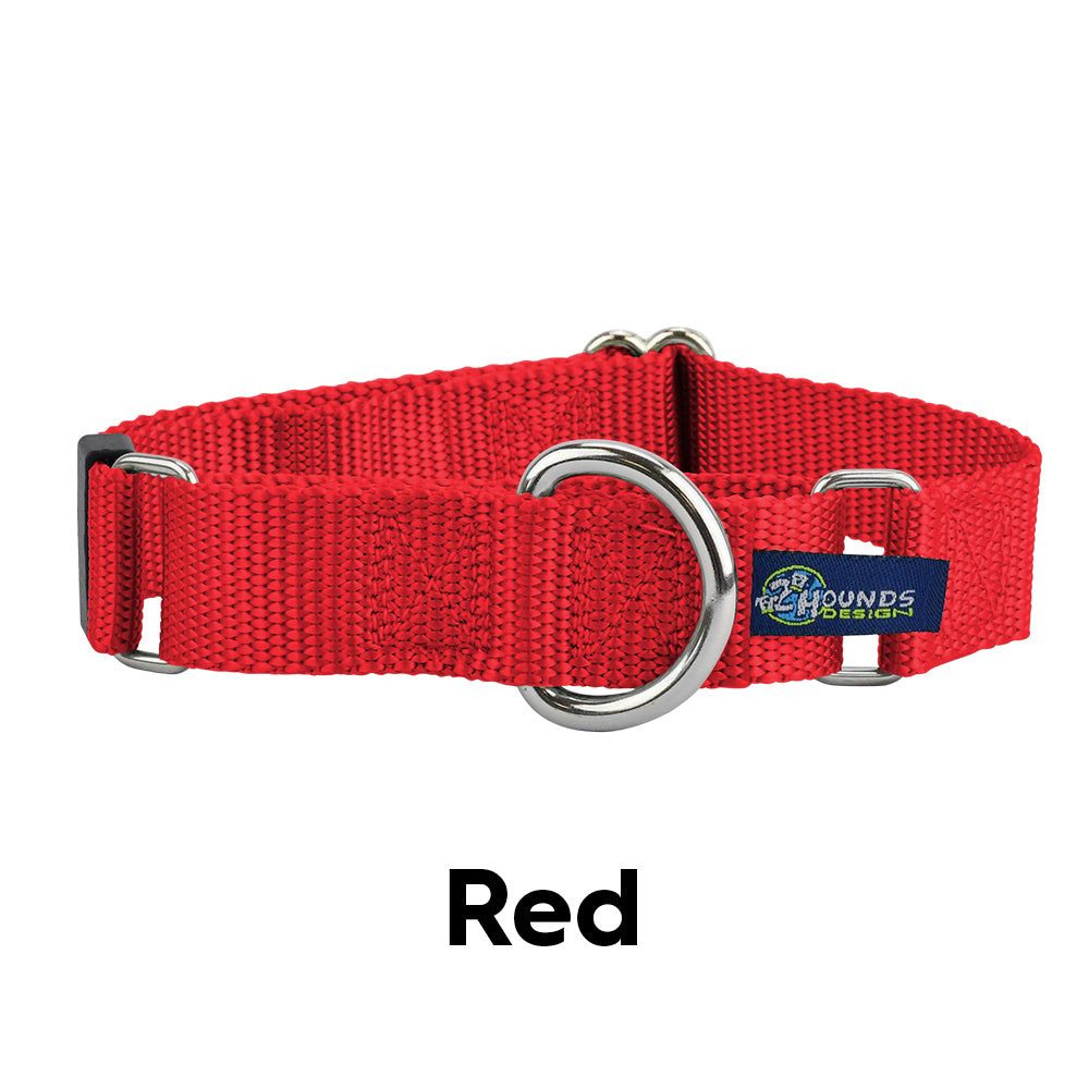 5/8" and 1" Red Nylon Martingale Dog Collar