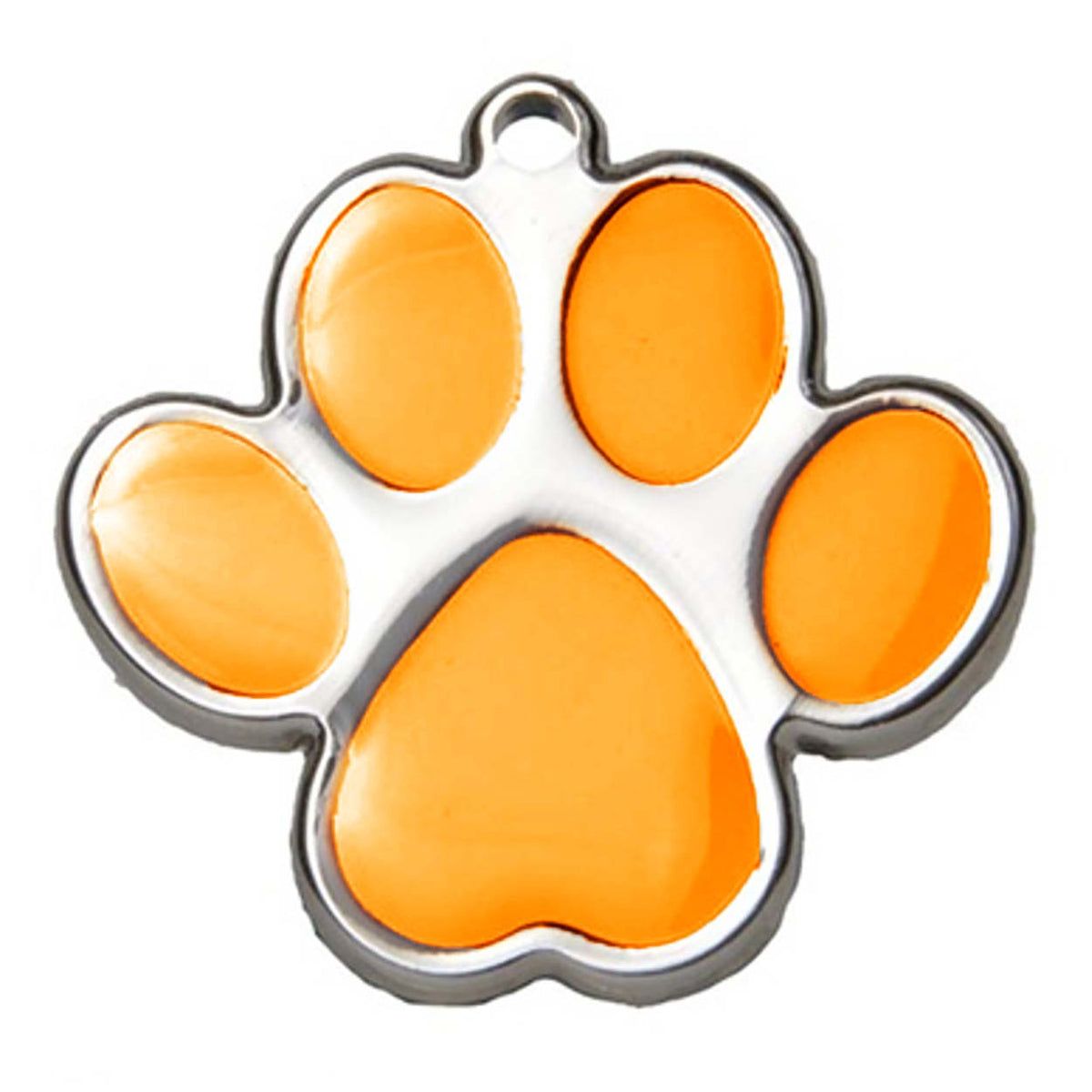 Orange Paw Print Dog ID Tag - With Engraving