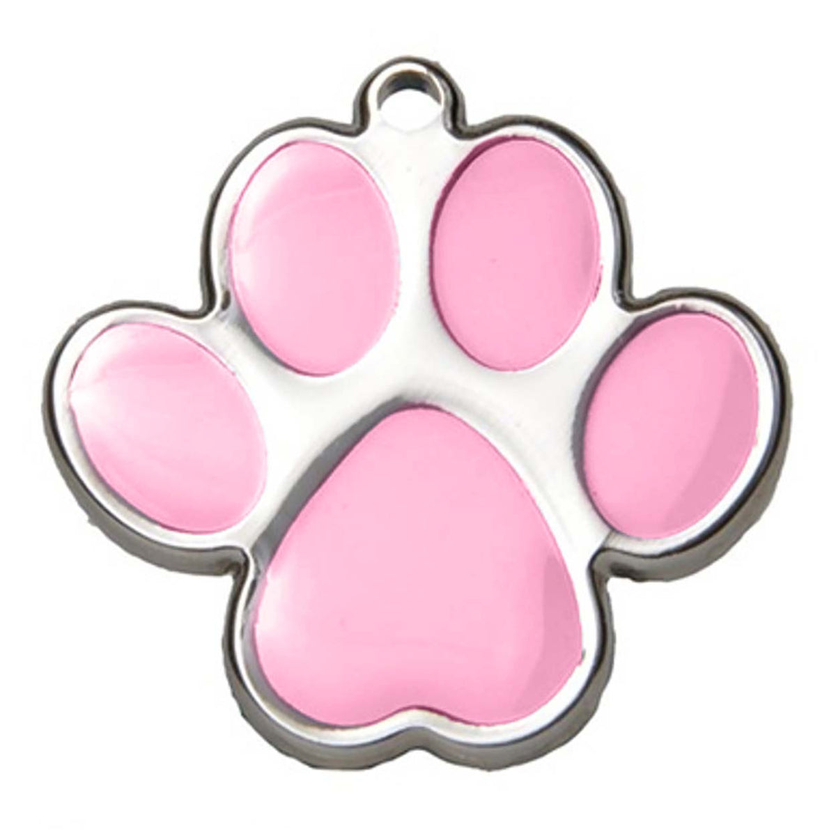 Pink Paw Print Dog ID Tag - With Engraving