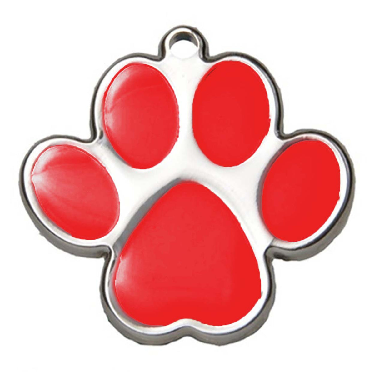 Red Paw Print Dog ID Tag - With Engraving