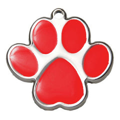 Red Paw Print Dog ID Tag - With Engraving