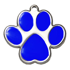 Royal Blue Paw Print Dog ID Tag - With Engraving