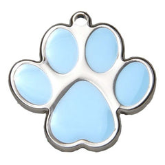 Sky Blue Paw Print Dog ID Tag - With Engraving