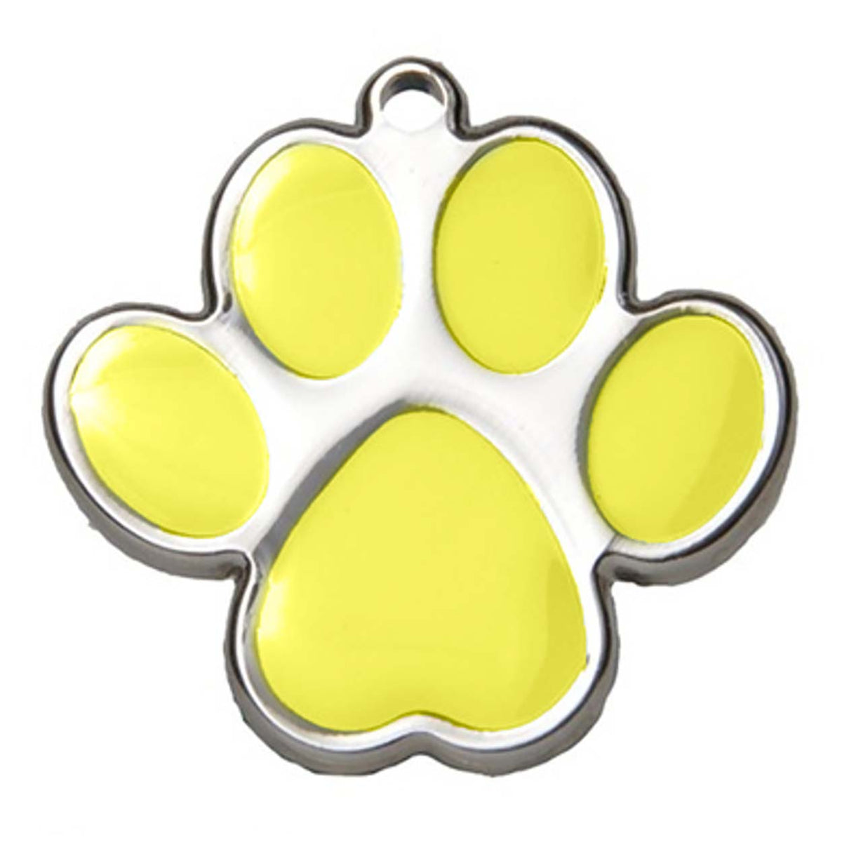 Yelllow Paw Print Dog ID Tag - With Engraving