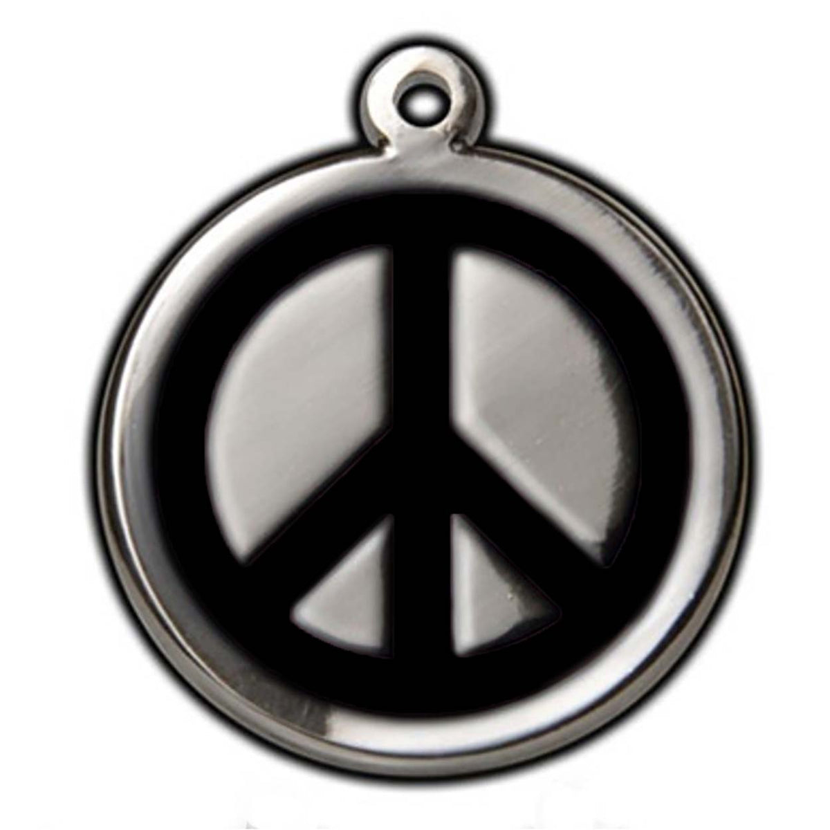 Black Peace Sign Dog ID Tag - With Engraving