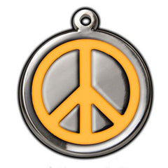 Orange Peace Sign Dog ID Tag - With Engraving