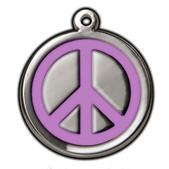 Purple Peace Sign Dog ID Tag - With Engraving