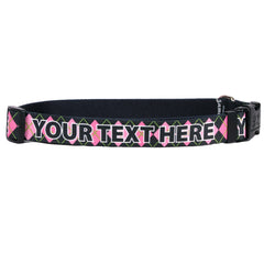 Personalized Pink Argyle Dog Collar