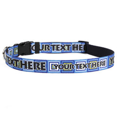 Personalized Blue Blocks Dog Collar