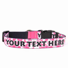 Personalized Island Floral Pink Dog Collar