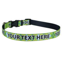 Personalized Lime Argyle Dog Collar