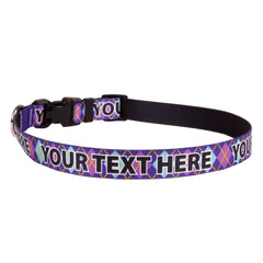 Personalized Purple Argyle Plaid Dog Collar