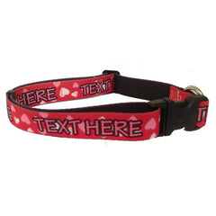 Personalized Red Hearts Dog Collar