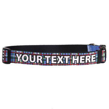 Personalized Tartan Plaid Blue Dog Collar