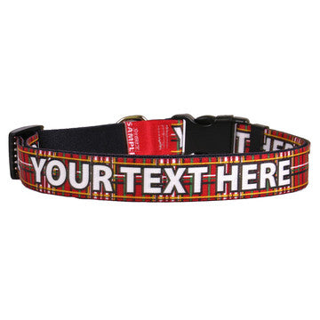 Personalized Tartan Plaid Red Dog Collar