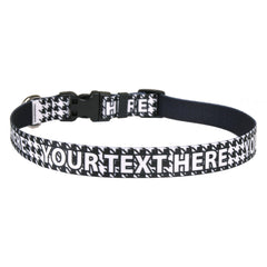 Personalized Houndstooth White and Black Dog Collar