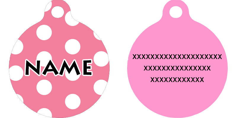 New Pink Polka Dot HD Dog ID Tag