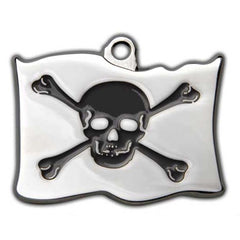 Black Pirate Flag Dog ID Tag - With Engraving