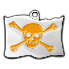 Orange Pirate Flag Dog ID Tag - With Engraving