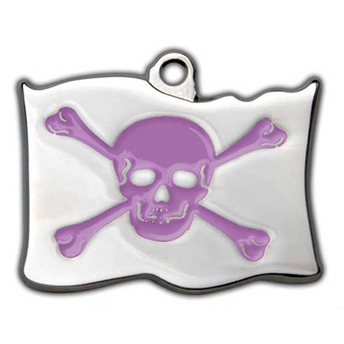 Purple Pirate Flag Dog ID Tag - With Engraving