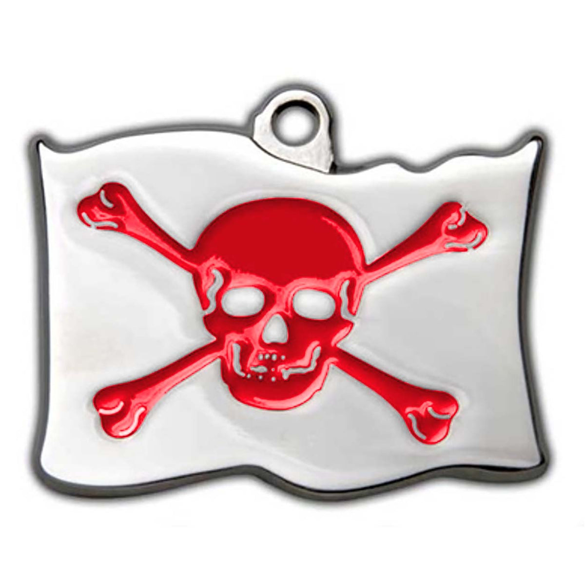 Red Pirate Flag Dog ID Tag - With Engraving