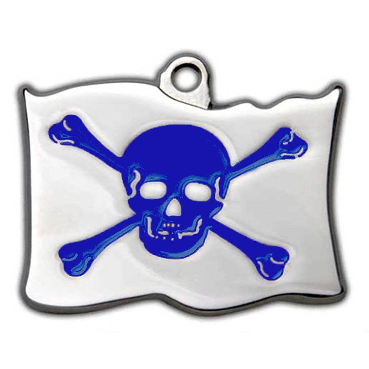 Royal Blue Pirate Flag Dog ID Tag - With Engraving