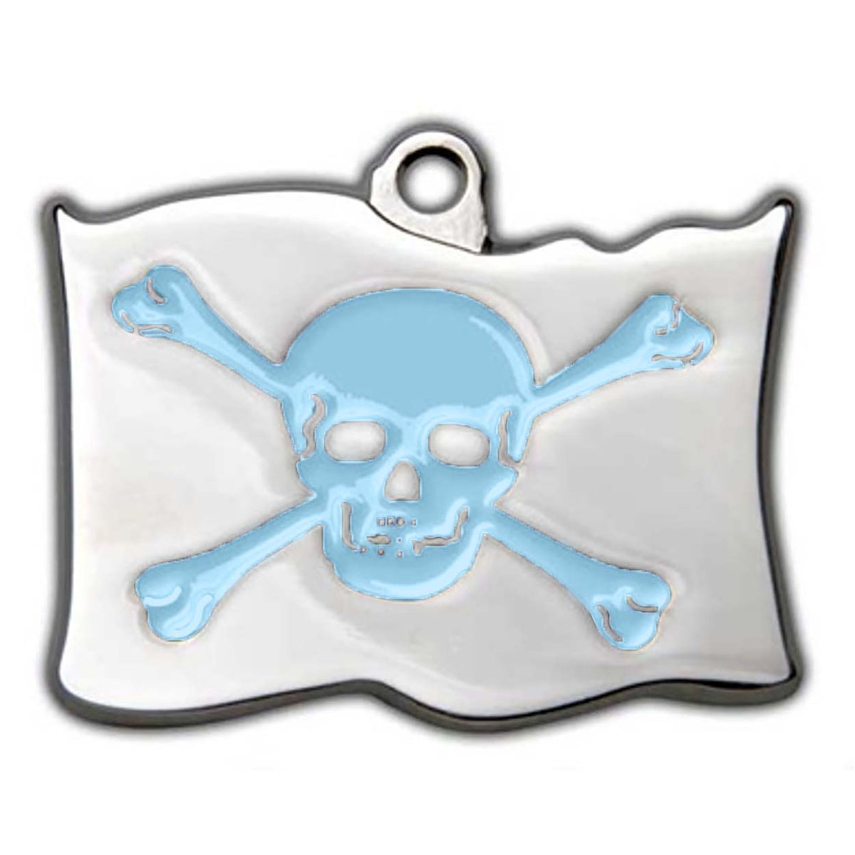 Sky Blue Pirate Flag Dog ID Tag - With Engraving