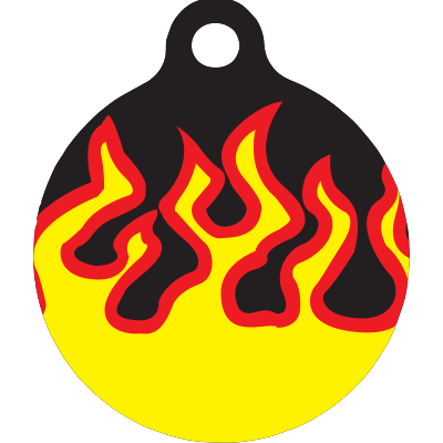 Red Flames HD Dog ID Tag