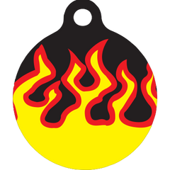 Red Flames HD Dog ID Tag