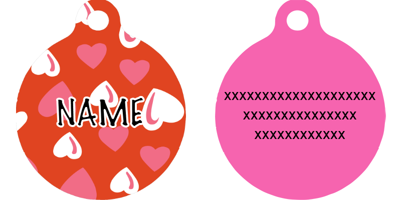 Red Hearts HD Dog ID Tag