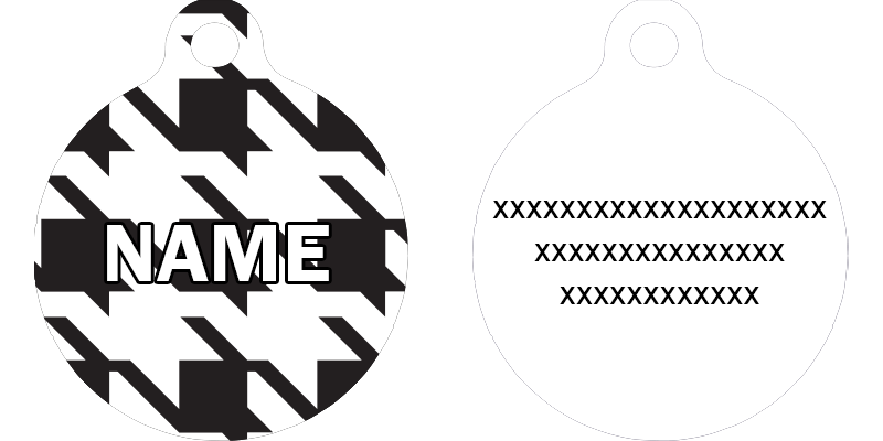 Houndstooth White and Black HD Dog ID Tag