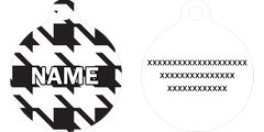 Houndstooth White and Black HD Dog ID Tag